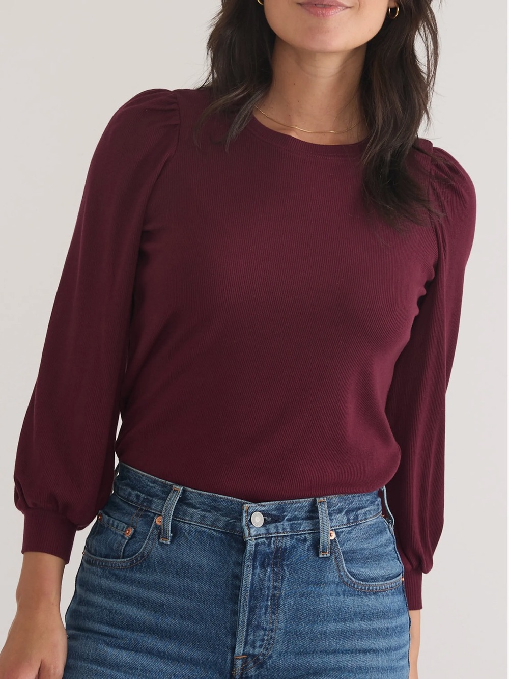 Marine Layer Lexi Puff Sleeve Rib Top